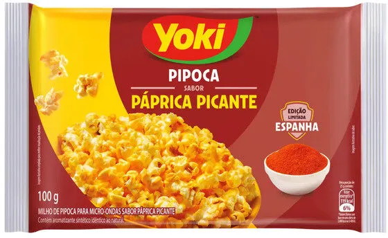 Pipoca Para Micro Ondas Páprica Picante Yoki Pacote 100g Edição Limitada Espanha