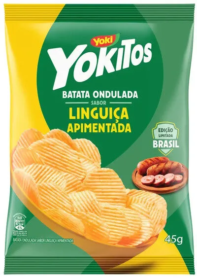 Batata Ondulada Linguiça Apimentada Yoki Yokitos Pacote 45g Edição Limitada Brasil