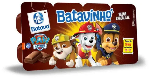 Sobremesa Láctea Chocolate Paw Patrol Batavo Batavinho Bandeja 304g 8 Unidades