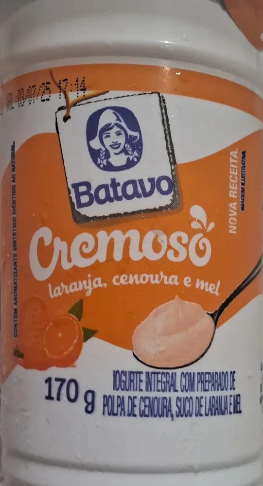 Iogurte Integral Laranja, Cenoura E Mel Batavo Copo 170g