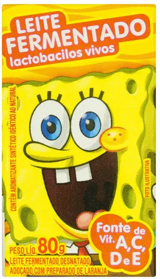 Pack Leite Fermentado Desnatado Bob Esponja Elegê Caixa 480g 6 Unidades