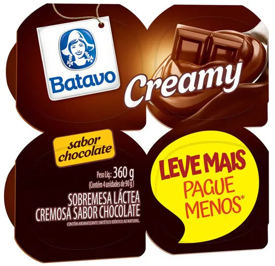 Sobremesa Láctea Chocolate Batavo Creamy Bandeja 360g 4 Unidades Leve Mais Pague Menos