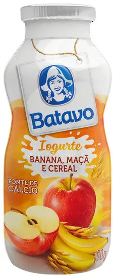 Iogurte Parcialmente Desnatado Banana, Maçã E Cereal Batavo Frasco 170g