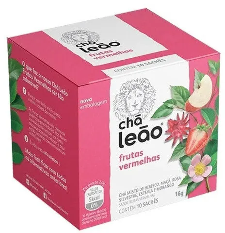 Chá Frutas Vermelhas Chá Leão Caixa 16g 10 Unidades