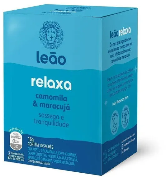 Chá Camomila E Maracujá Leão Relaxa Caixa 16g 10 Unidades