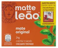 Chá Mate Tostado Original Matte Leão Caixa 24g 15 Unidades Grátis 1 Sachê 2,5g Chá Leão Preparo Em água Gelada