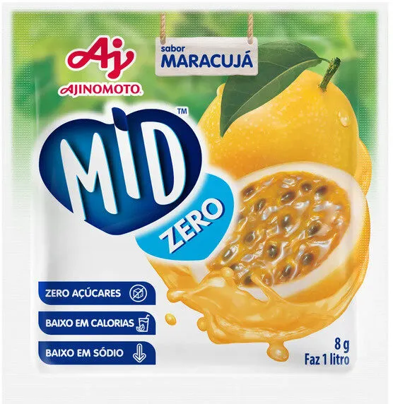 Refresco Em Pó Maracujá Zero Açúcar Mid Pacote 8g