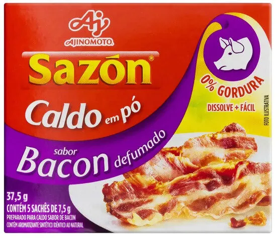 Caldo Pó Bacon Defumado Sazón Caixa 37,5g 5 Unidades