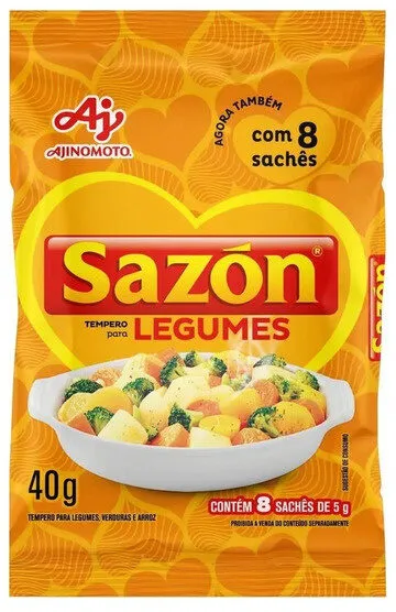 Tempero Para Legumes Sazón Pacote 40g 8 Unidades