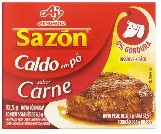Caldo Pó Carne Sazón Caixa 32,5g 5 Unidades