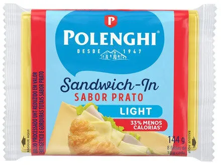 Queijo Processado Prato Light Polenghi Sandwich In 144g