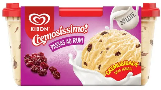 Sorvete Passas Ao Rum Kibon Cremosíssimo Pote 1,5l