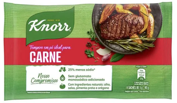 Tempero Pó Para Carne Knorr Pacote 40g 8 Unidades