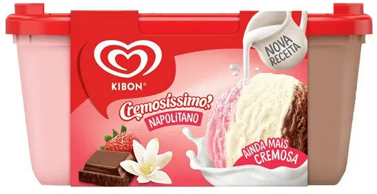 Sorvete Napolitano Kibon Cremosíssimo Pote 1,5l