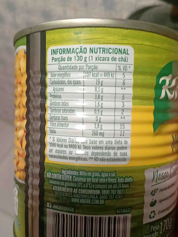 Milho Em Conserva Knorr Lata 170g