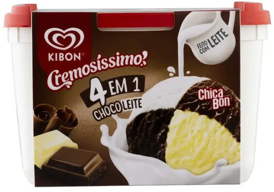 Sorvete 4 Em 1 Chocoleite Kibon Cremosíssimo Pote 2l
