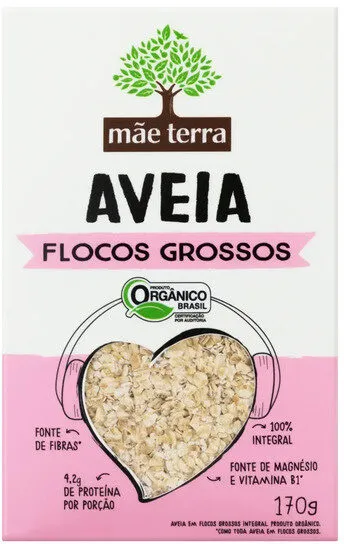 Aveia Orgânica Em Flocos Grossos Mãe Terra Caixa 170g
