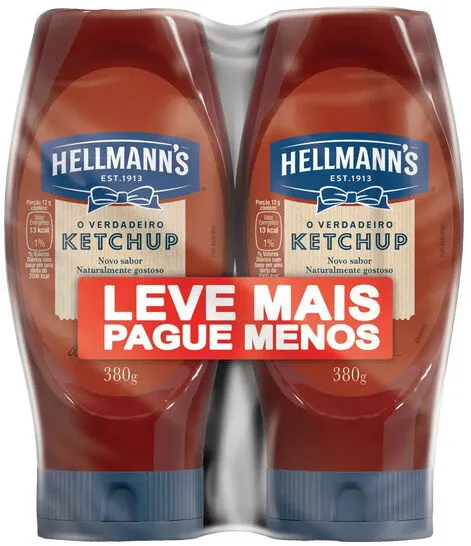 Pack Ketchup Hellmanns Squeeze 2 Unidades 380g Cada Leve Mais Pague Menos