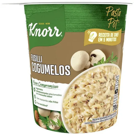 Macarrão Instantâneo Fusilli Cogumelos Knorr Pasta Pot Copo 70g