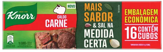 Caldo Tablete Carne Knorr Mais Sabor Caixa 152g 16 Unidades Embalagem Econômica