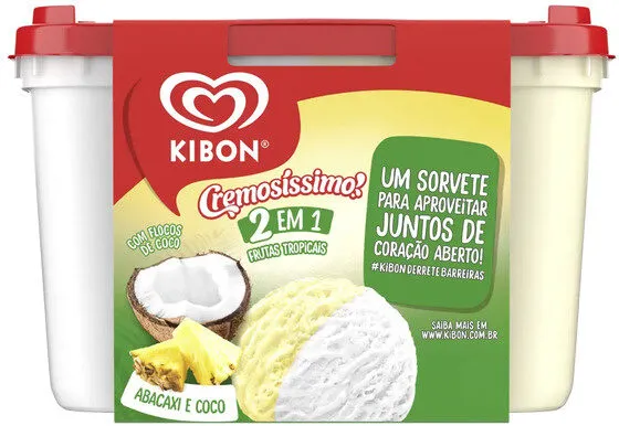 Sorvete Abacaxi E Coco Kibon Cremosíssimo Pote 2l