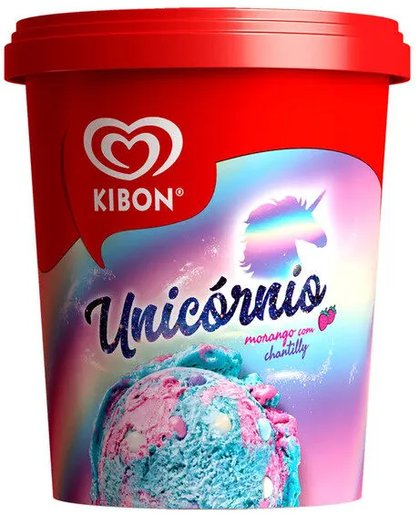Sorvete Morango Com Chantilly Unicórnio Kibon Pote 800ml