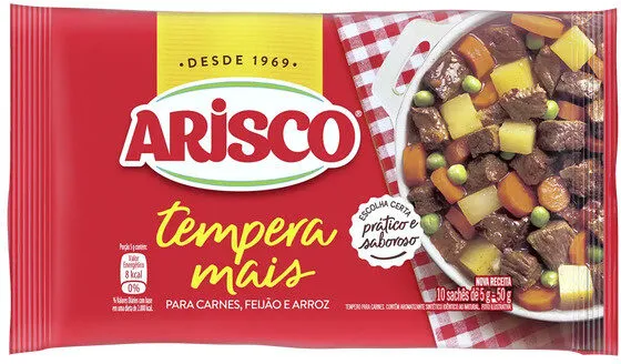 Tempero Pó Para Carnes, Feijão E Arroz Arisco Tempera Mais Pacote 50g 10 Unidades