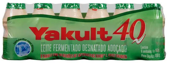 Pack Leite Fermentado Desnatado Yakult 40 Frasco 480g 6 Unidades