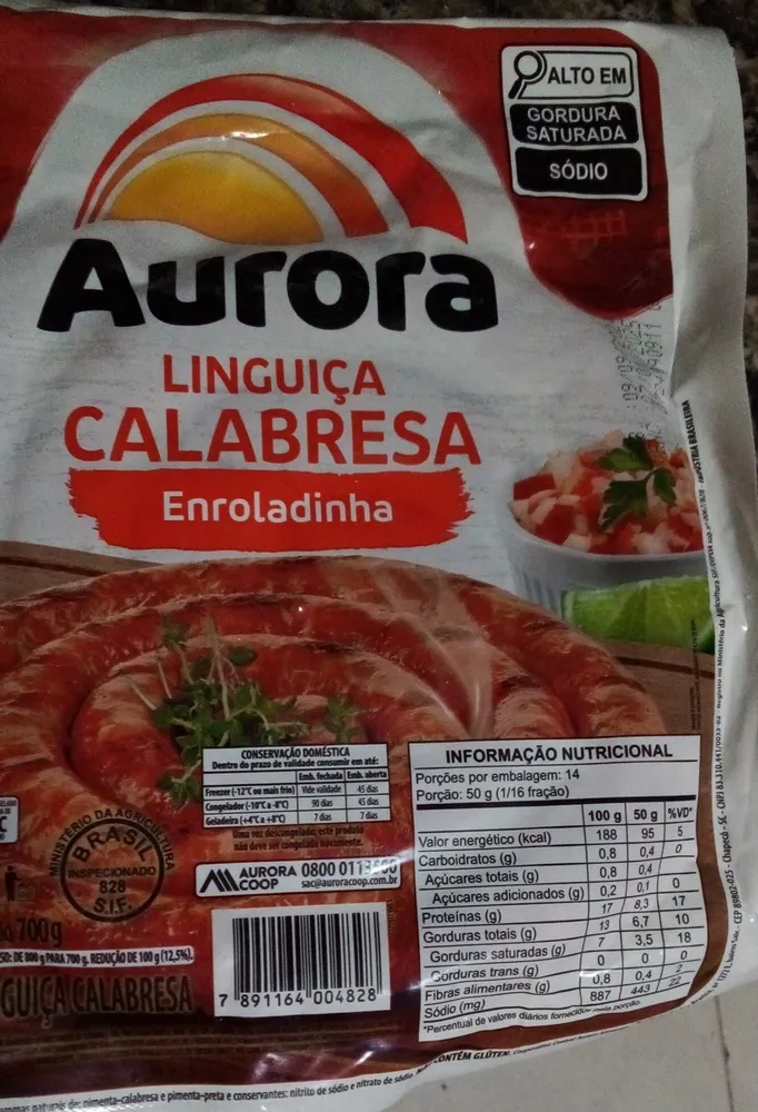 Linguiça Calabresa Enroladinha Aurora 700 g