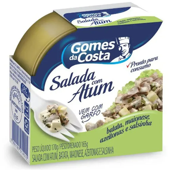 Salada Com Atum, Batata, Maionese, Azeitonas E Salsinha Gomes Da Costa Lata 165g