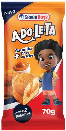 Bolinho Baunilha Recheio Doce De Leite Seven Boys Adoleta Pacote 70g 2 Unidades