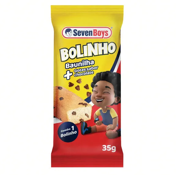 Bolinho Baunilha Com Gotas De Chocolate Seven Boys Pacote 35g