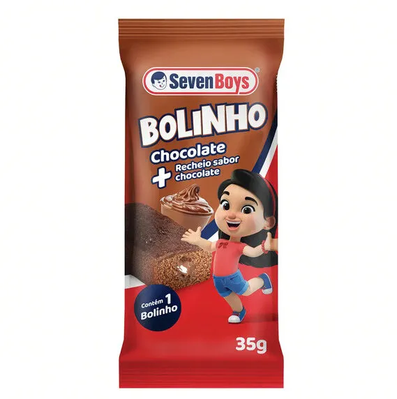 Bolinho Chocolate Recheio Chocolate Seven Boys Pacote 35g