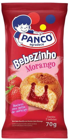 Bolinho Baunilha Recheio Morango Panco Bebezinho Pacote 70g 2 Unidades