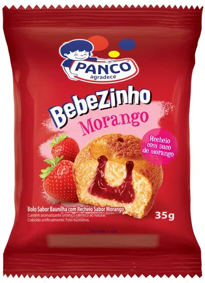 Bolo Baunilha Recheio Morango Panco Bebezinho Pacote 35g