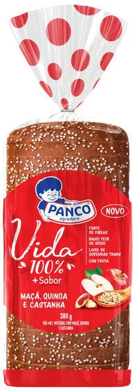 Pão Integral Maçã, Quinoa E Castanha Panco Vida Pacote 350g