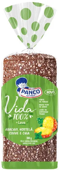 Pão Integral Abacaxi, Hortelã, Couve E Chia Panco Vida Pacote 380g