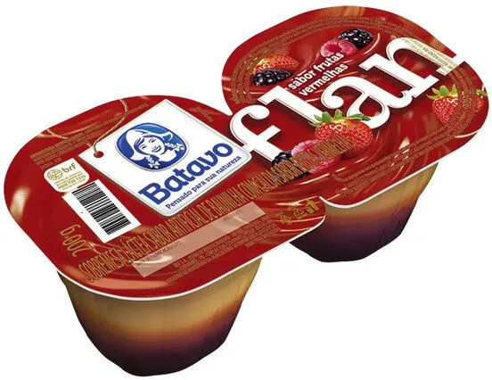 Sobremesa Láctea Flan Calda Frutas Vermelhas Batavo Bandeja 200g 2 Unidades