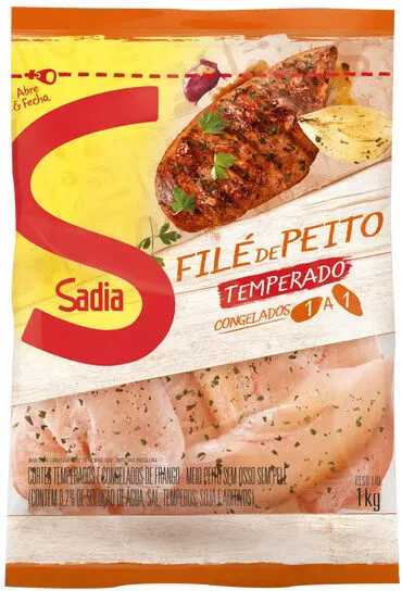 Filé De Peito De Frango Congelado Temperado Sem Pele Sem Osso Sadia 1kg