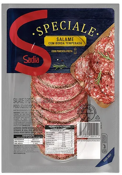 Salame Italiano Fatiado Com Borda Temperada Pimenta Preta Sadia Speciale 100g