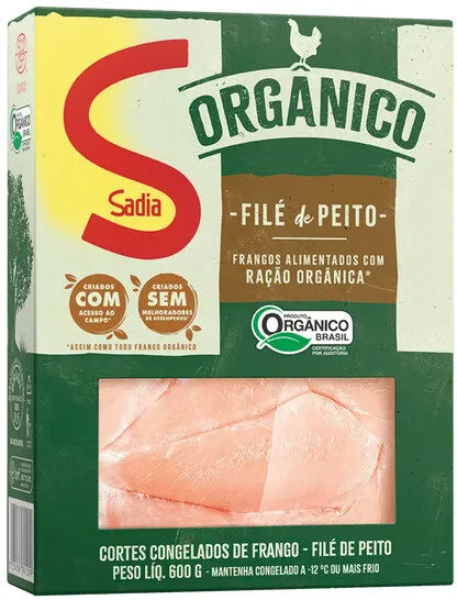 Filé De Peito De Frango Congelado Orgânico Sem Pele Sem Osso Sadia 600g