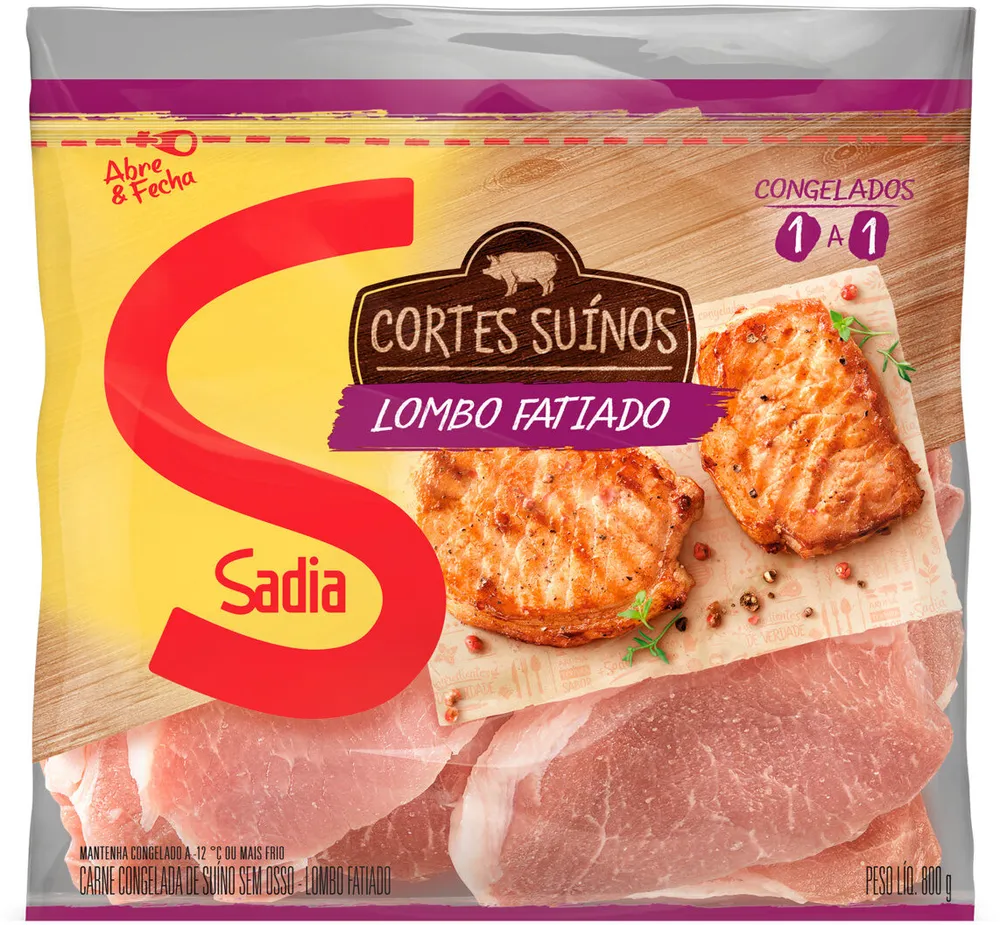 Lombo Suíno Em Bifes Congelado Sem Osso Sadia 800g