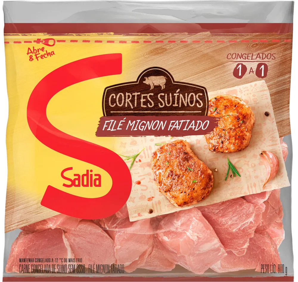 Filé Mignon Suíno Em Bifes Congelado Sem Osso Sadia 800g