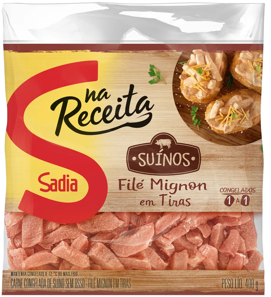 Filé Mignon Suíno Em Tiras Congelado Sem Osso Sadia Na Receita 400g