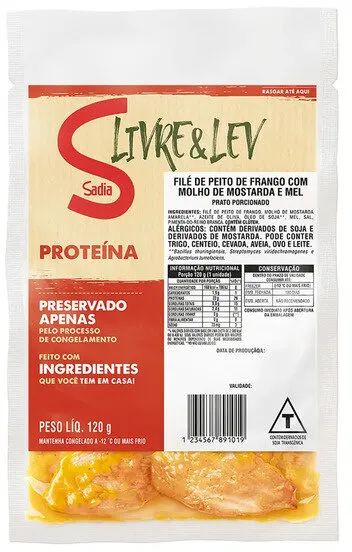 Filé De Peito De Frango Com Molho De Mostarda E Mel Sadia Livre Lev Proteína Pacote 120g