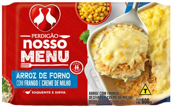 Arroz De Forno Com Frango E Creme De Milho Perdigão Nosso Menu Pacote 600g