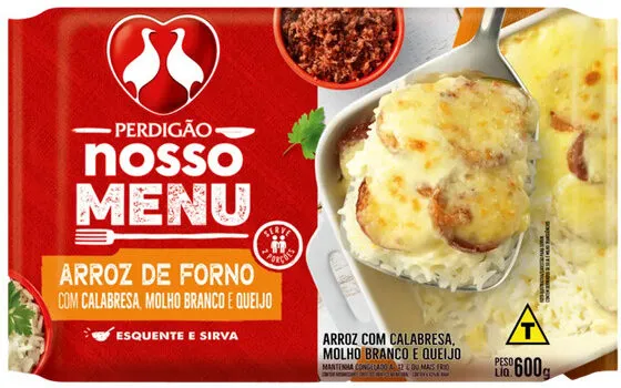 Arroz De Forno Com Calabresa, Molho Branco E Queijo Perdigão Nosso Menu Pacote 600g