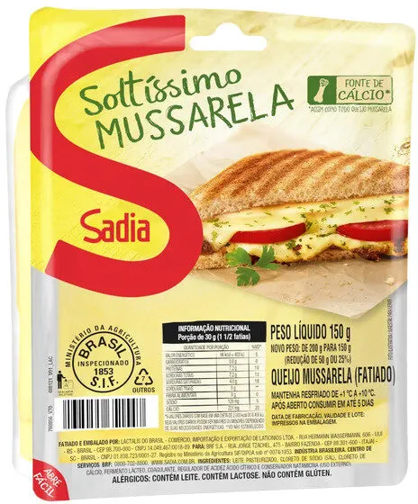 Queijo Mussarela Fatiado Sadia Soltíssimo 150g