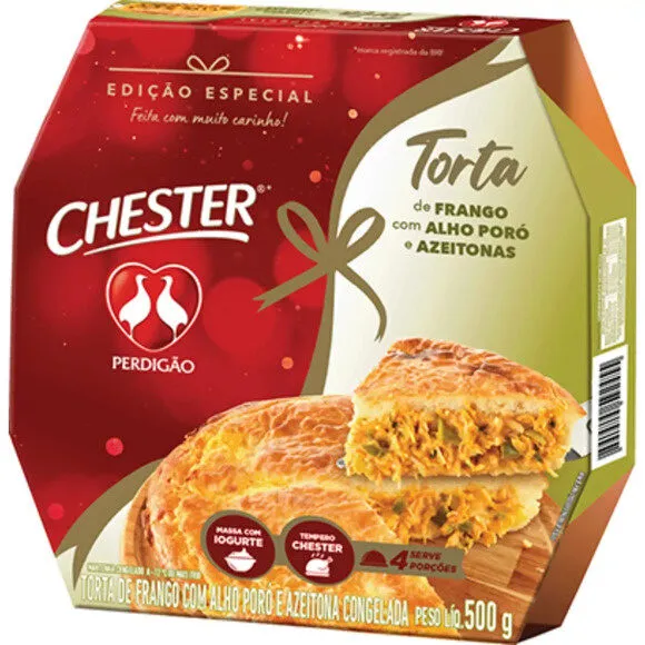 Torta Congelada Frango Com Alho Poró E Azeitonas Perdigão Chester Caixa 500g