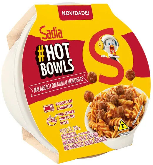 Macarrão Ao Molho Branco Com Queijo, Brócolis E Bacon Sadia Hot Bowls Pote 300g